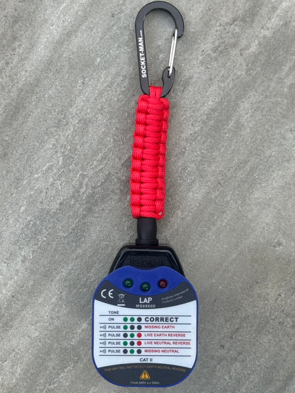 Socket Tester Holder, with paracord clip V1  (Red)