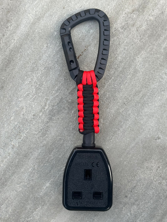 Elite Socket Tester Holder with Carabiner Clip, Paracord & R1 + R2 Link (Red & Black)