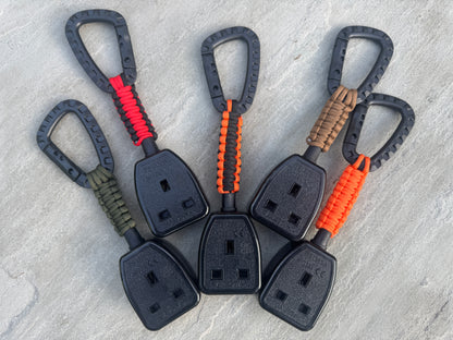 Elite Socket Tester Holder with Carabiner Clip, Paracord & R1 + R2 Link (Black & Orange)