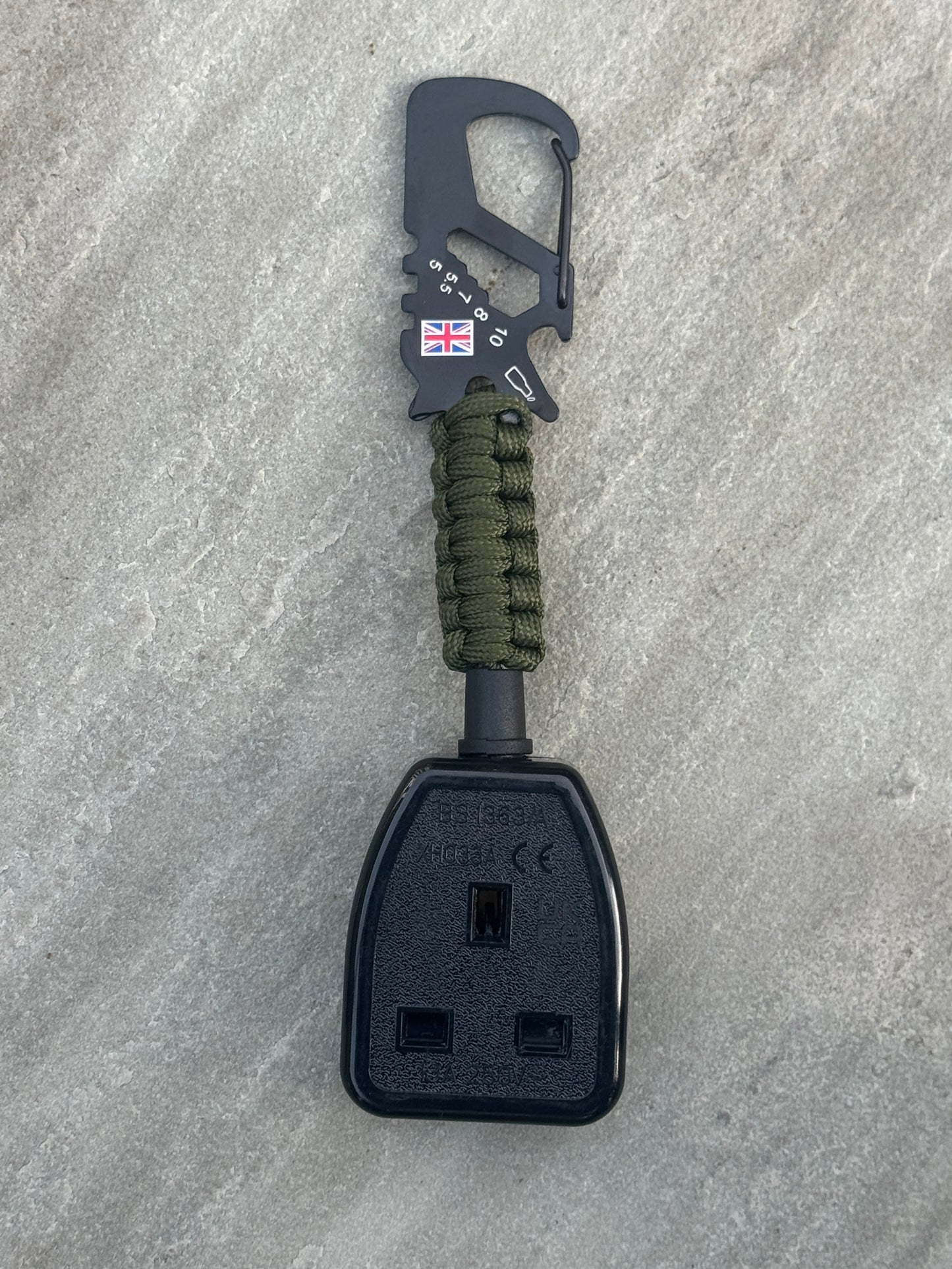 Professional Socket Tester Holder with R1 & R2 Link, Carabiner Clip, Handmade Paracord, Electrician Accessory (Dark Green)
