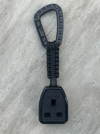 Elite Socket Tester Holder with Carabiner Clip, Paracord & R1 + R2 Link (Black)