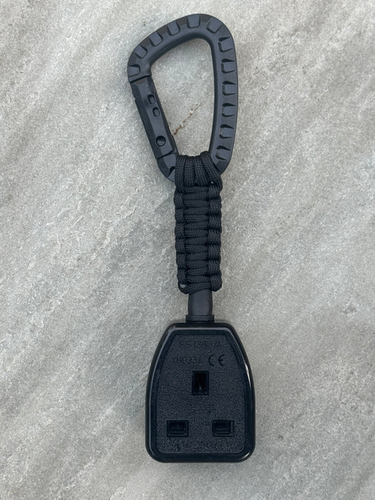 Elite Socket Tester Holder with Carabiner Clip, Paracord & R1 + R2 Link (Black)