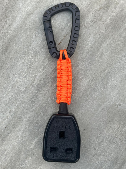 Elite Socket Tester Holder with Carabiner Clip, Paracord & R1 + R2 Link (Orange)