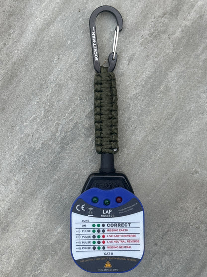 Socket Tester Holder, with paracord clip V1  (Dark Green)