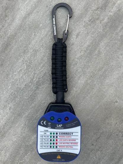 Socket Tester Holder, with paracord clip V1  (Black)