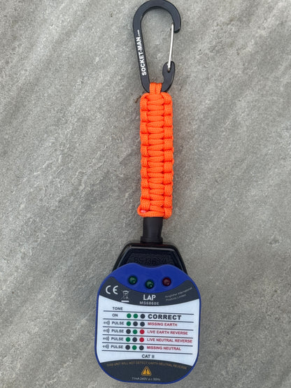 Socket Tester Holder, with paracord clip V1  (Orange)