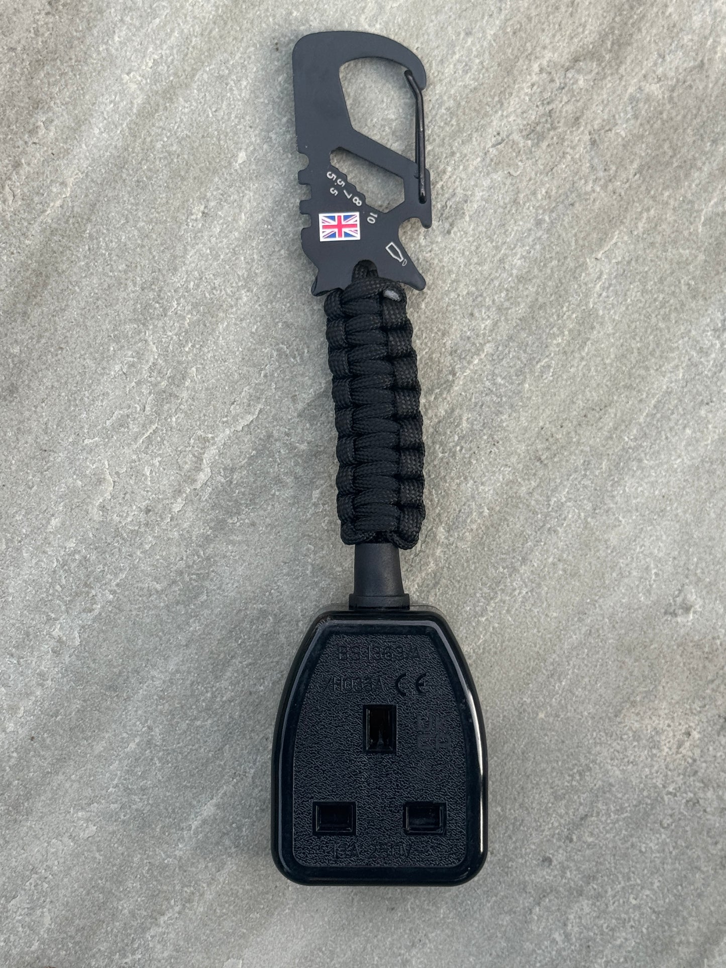 Professional Socket Tester Holder with R1 & R2 Link, Carabiner Clip, Handmade Paracord, Electrician Accessory (Black)