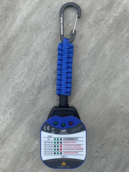 Socket Tester Holder, with paracord clip V1 (Blue)