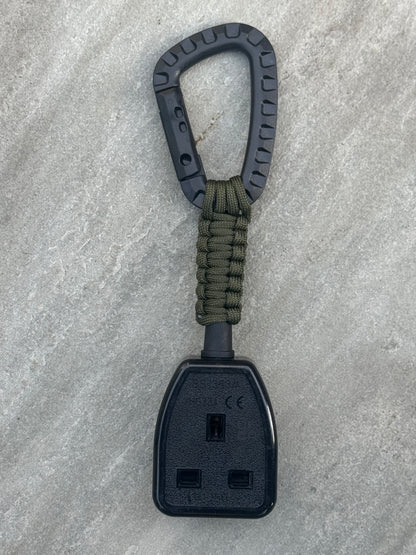 Elite Socket Tester Holder with Carabiner Clip, Paracord & R1 + R2 Link (Dark Green)