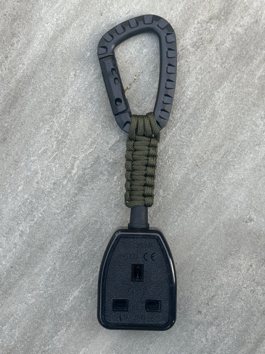 Elite Socket Tester Holder with Carabiner Clip, Paracord & R1 + R2 Link (Dark Green)