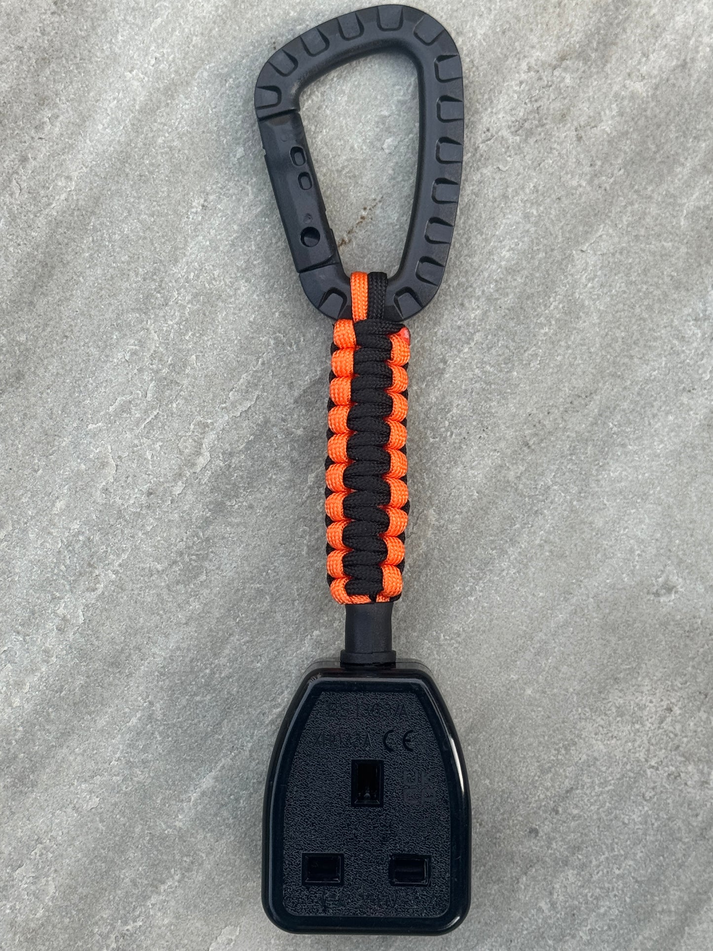 Elite Socket Tester Holder with Carabiner Clip, Paracord & R1 + R2 Link (Black & Orange)